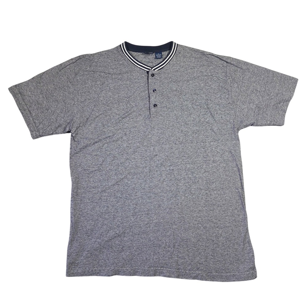 Cherokee Mens Y2k Skater 90s Henley Shirt XL Blue Stripe Short Sleeve Eclectic